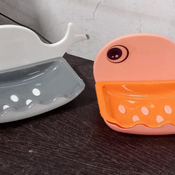 Fish Shape Wall-Mounted Double Layer Soap Holder for Bathroom & Kitchen