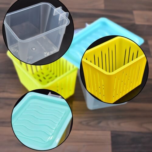 Fridge Storage Containers with Handle – Plastic Kitchen Storage (4 Pcs Set)