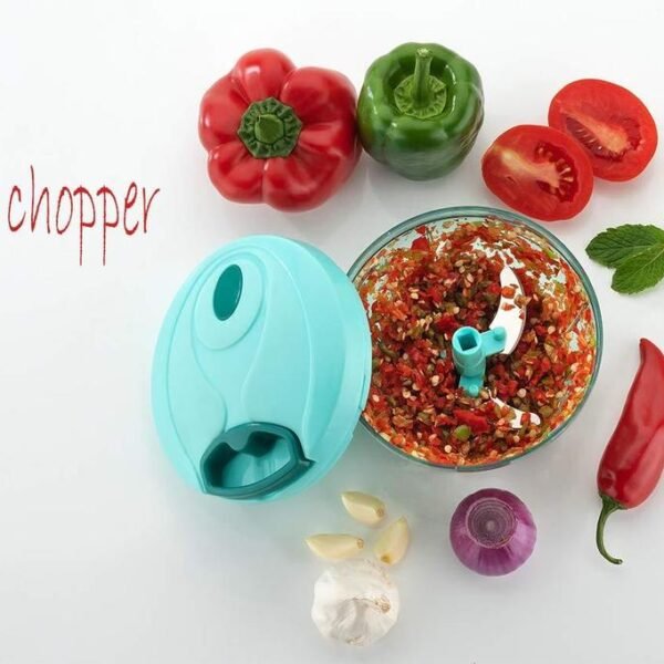 Manual Compact Handheld Vegetable Chopper with Stainless Steel Blades (Brown Box)