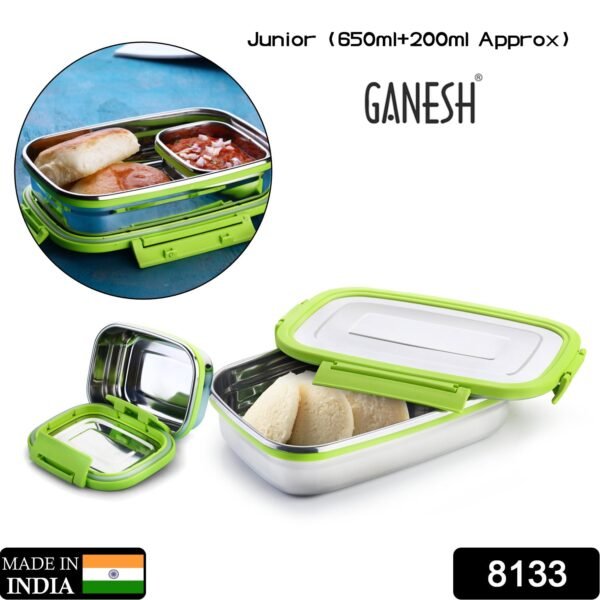 8133.jpg Ganesh Junior Stainless Steel Lunch Pack for Office & School Use