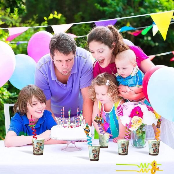 Plastic Straws Reusable Drinking Straws (4 pc Set / Mix design)