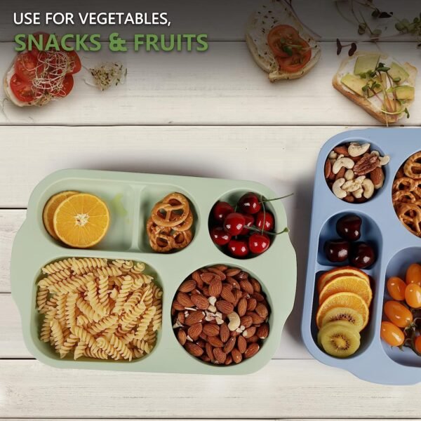 Divided Plates (32 CM, 5 Compartments) Shatterproof Microwave-Safe Tableware