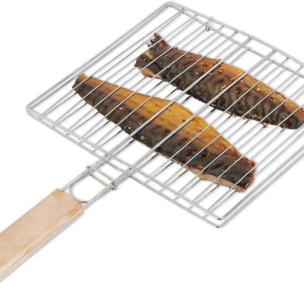 Kitchen Square Roaster Grill Barbecue Grill with Wooden Handle