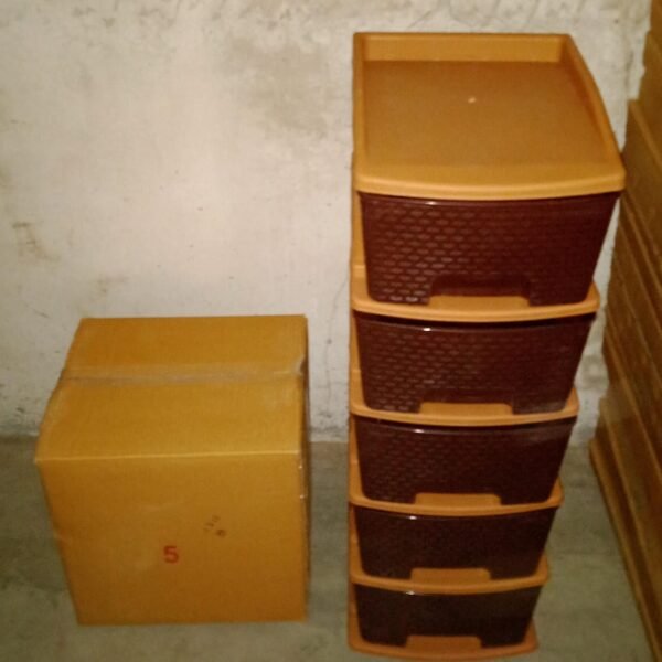 8294a162-8c5e-477f-b17f-a16fcf26afec.jpg 5tier Plastic Modular Drawer System For Multiple Use (Brown colour)