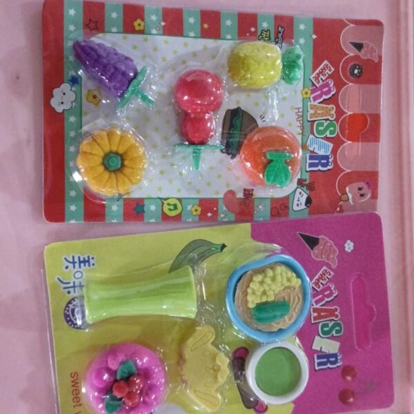 82ae589e-891b-46af-8278-5f3eb4557521.jpg 3D Mix Design Fancy & Stylish Colorful Erasers (1 Set)