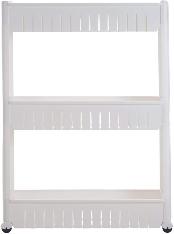 Multipurpose 3 Layer Slim Side Space Saving Storage Organizer Rack Shelf