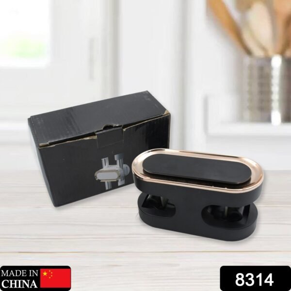 8314.jpg Self Adhesive Double Slot Wall Hook Mop Storage Rack Clip Broom Hanger