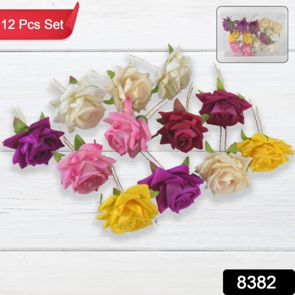 Colourful Flowing Flower Hair Pin (12 Pcs Set / Mix Color)