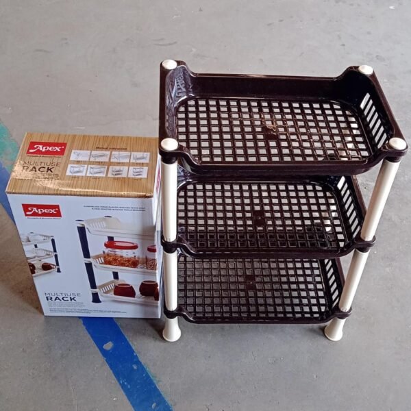 Apex Small Multiuse Plastic Storage Rack Organizer 3-Tier