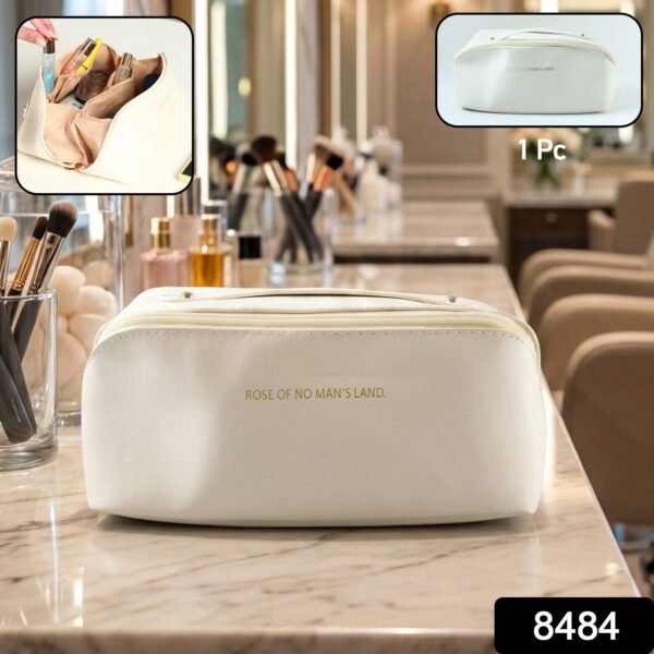 8484.jpg Travel Makeup & Toiletry Organizer Pouch with Zipper & Handle (1 Pc / Mix Color)