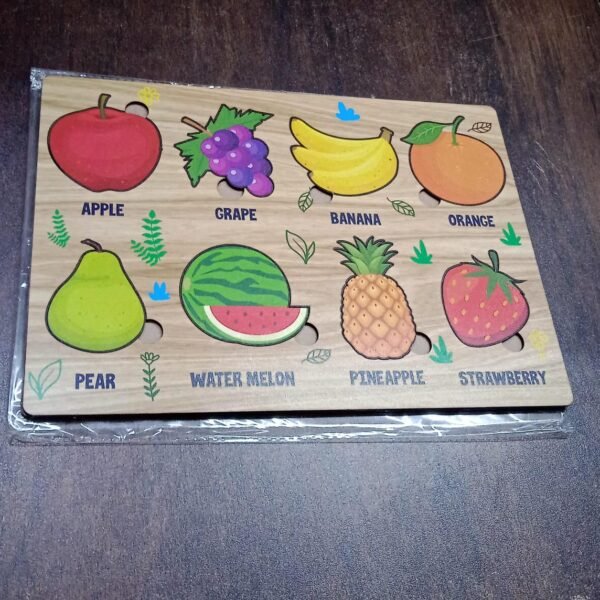 Wooden Fruits Puzzle Learning Educational Board (1 Set / 28×20 Cm)
