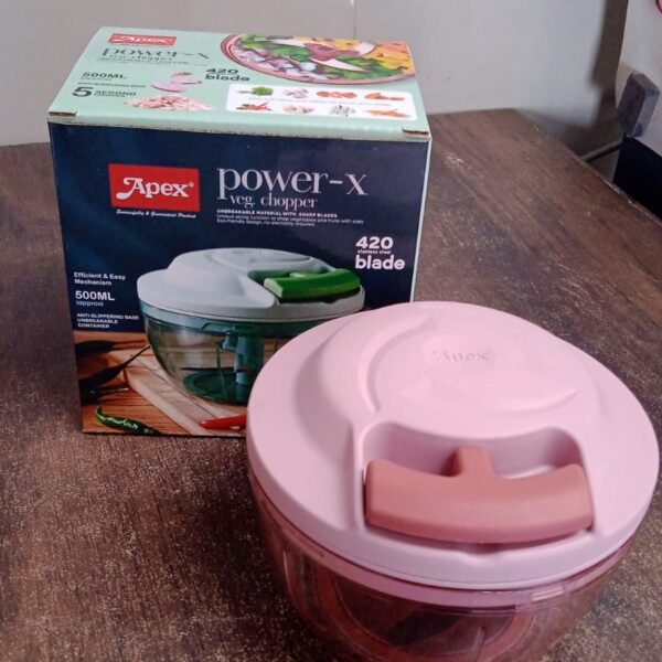 Apex Power-X Triple Stainless Steel Blades and Hand-Pull Vegetable Chopper (500Ml)