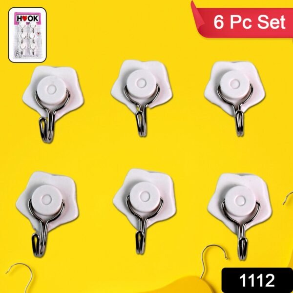 86e17dc3-8c3a-4042-8b75-d9cab74959e7.jpg Multipurpose Self Adhesive Plastic Wall Hooks - 6 pcs