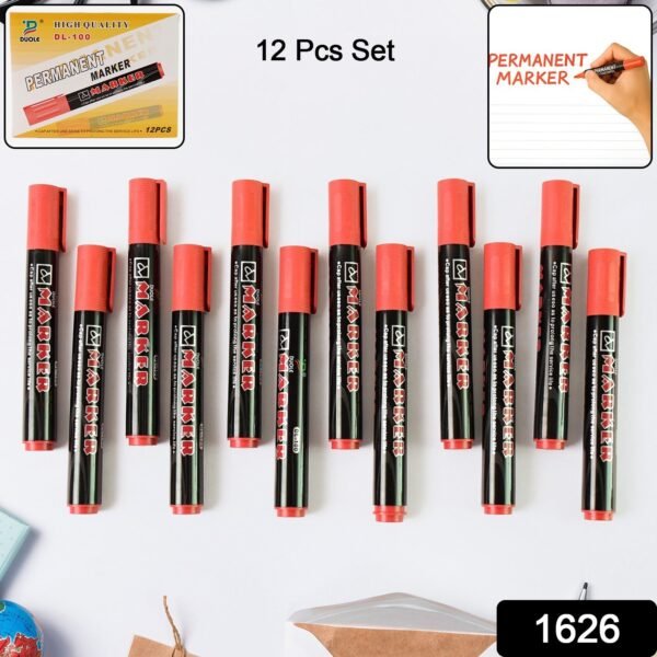 8719268-200Pc-DD_0571-Av191Gm-Sv191Gm19268_permanent_red_marker_pen_12pc.jpg Premium Permanent Red Marker Pen Set (12 Pcs Set)