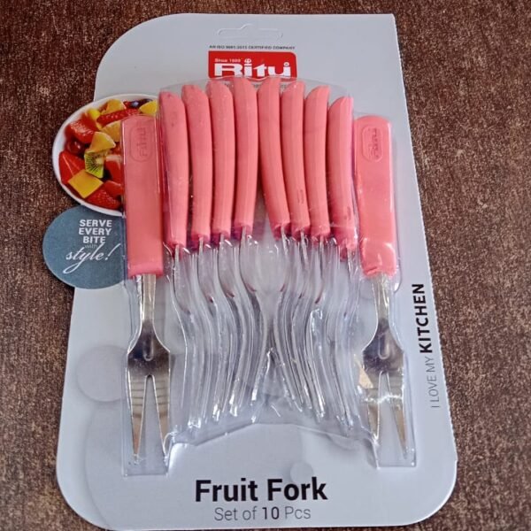 Premium Stainless Steel Fruit Fork Set – 10 Pieces with Soft Non-Slip Handle
