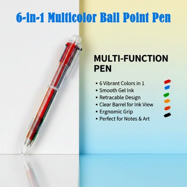 8806_6in1_color_writing_pen.jpg 6-in-1 Multicolor Ball Point Pen