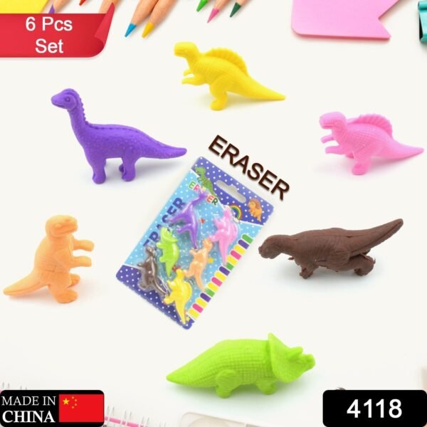 Dinosaur Shaped Erasers, 3D Puzzle Erasers (6 Pcs Set)