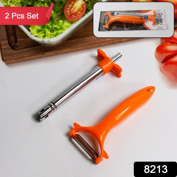 8955ade6-5857-406e-b08b-6f7c2992fcbc.jpg 2 in 1 Kitchen Combo Lighter with Vegetable Cutter Peeler For Kitchen (2 Pc Set)