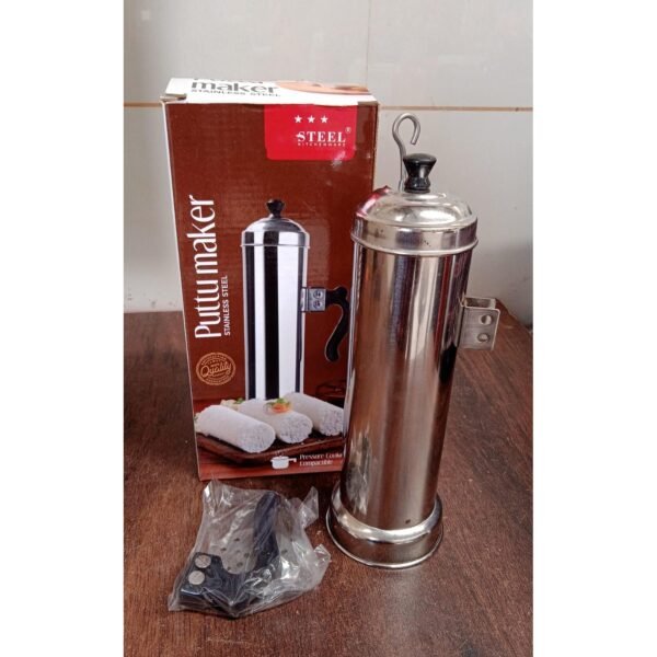 89898.jpg Puttu Maker Set with Steamer Plate & Pressure Cooker Top, Stainless Steel