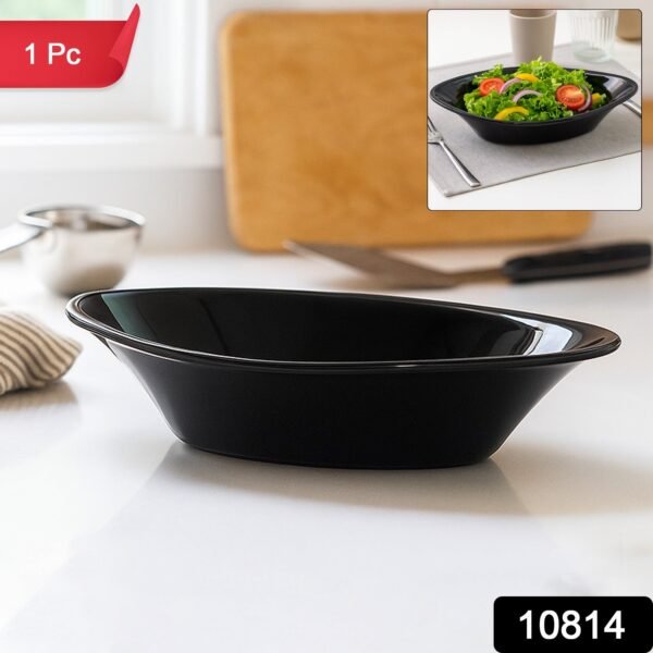 Plastic Marin Serving Bowl – Elegant Oval Deep Bowl (1 Pc / Balck)