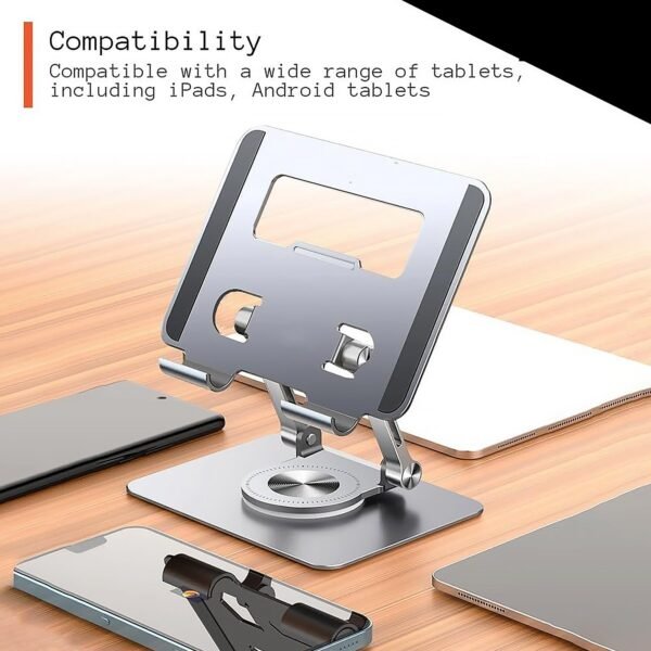 Aluminum Alloy 360° Rotating Adjustable Bracket – Adju Portable Foldable Tablet Stand