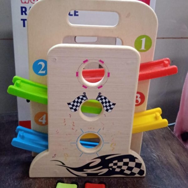 8af7d3e4-2f38-4dbb-a83f-c7234bb6157a.jpg Wooden Ramp Racer Race Track Vehicle Play sets With 4 Mini Racers (with Handle)