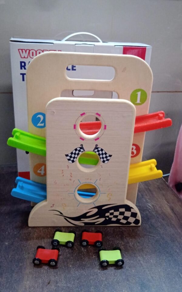 8af7d3e4-2f38-4dbb-a83f-c7234bb6157a.jpg Wooden Ramp Racer Race Track Vehicle Play sets With 4 Mini Racers (with Handle)
