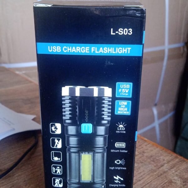 Rechargeable 4-LED Torch Light with 800 Lumens for Outdoor Use