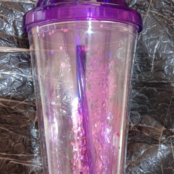 Creative Plastic Cold Drink Cup with Lid & Straw – Tumbler (Mix Color)