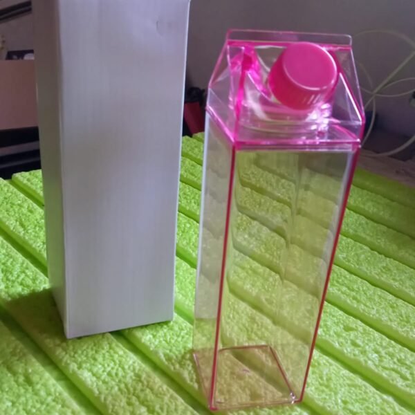 Plastic Milk Carton Colorful Clear Water Bottle, 17 Oz Portable Milk Box