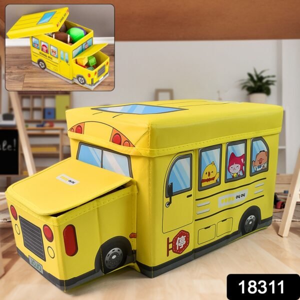 8d70136b-0eb9-4b85-8fb0-2abcabe7f4c4.jpg School Bus Shaped Portable Foldable Toy Box Storage with Lid (1 Pc)