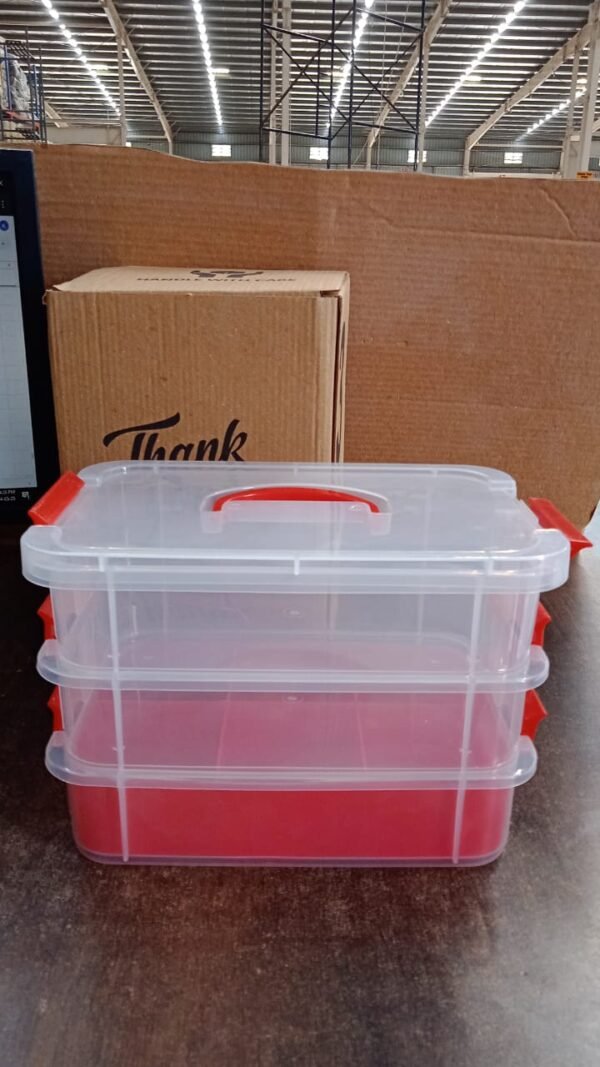 8dcf7c10-8115-4742-96a2-3d790577e0c7.jpg 3-Layer Multi-Purpose Transparent Plastic Storage Carry Box with Handle