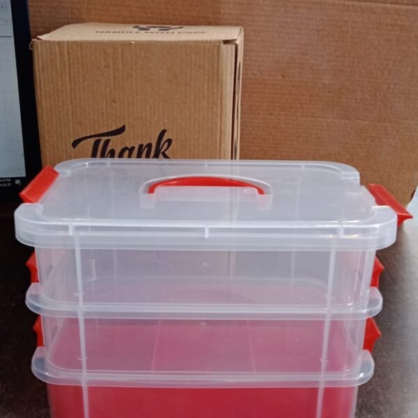 8dcf7c10-8115-4742-96a2-3d790577e0c7.jpg 3-Layer Multi-Purpose Transparent Plastic Storage Carry Box with Handle