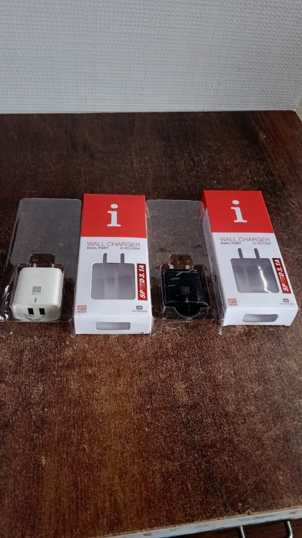 iBall Dual USB Wall Charger 5V/3.1A – High-Speed Dual Port Fast Charging (1 Pc)