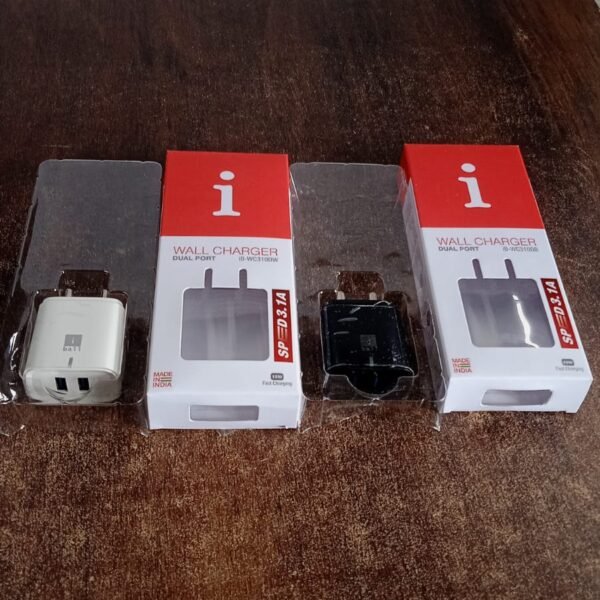iBall Dual USB Wall Charger 5V/3.1A – High-Speed Dual Port Fast Charging (1 Pc)