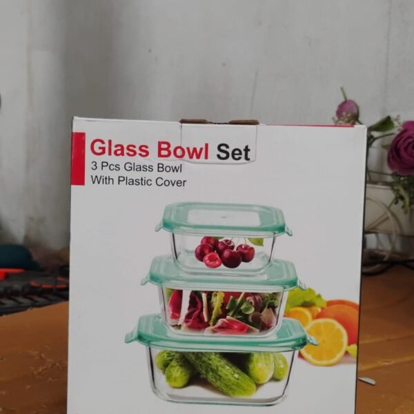 Premium Quality 3-Piece Square Glass Food Storage Container / Bowl Set