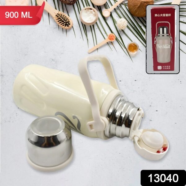 Stainless Steel Vacuum Insulated Water Bottle – Leak Proof Flask with Steel Cup