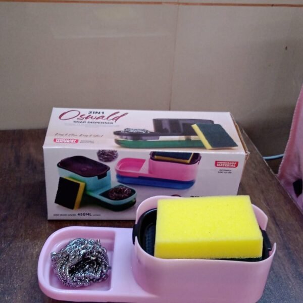 2 in 1 Plastic Dish Soap Liquid Dispenser Sponge Holder ,Sabudani  (1 Set)