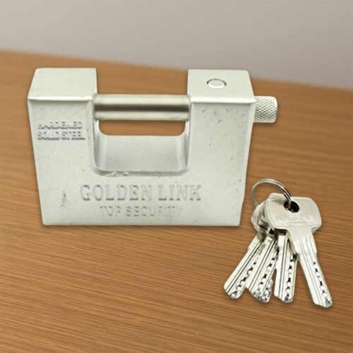 9323_steel_pad_lock_94mm.jpg 94mm Stainless Steel Padlock: Rectangular, Hardened Steel, 5 Keys