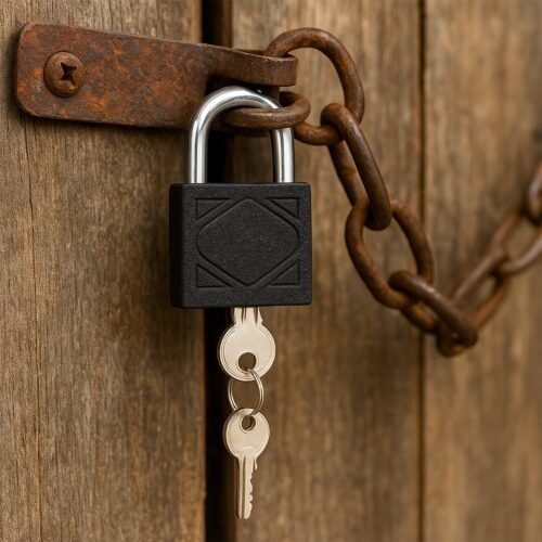 9390_0a79d6b8-105d-4b5b-9103-c6686311c33d.jpg Thickened Black Iron Padlock – Brass Core, Waterproof, Anti-Theft (75/60/32mm)