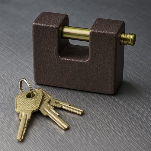 Iron lock, Brass Core and Thickened Spray Black Iron Door Lock With 5 pc Keys for Home Dormitory, Waterproof Antirust Anti-theft locks Outdoor Gate Shed Locks Warehouse Big Iron Door Drawer Lock (63 mm )