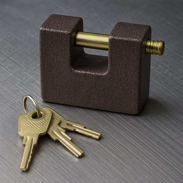 9456_heavy_63mm_pad_lock.jpg Iron lock, Brass Core and Thickened Spray Black Iron Door Lock With 5 pc Keys for Home Dormitory, Waterproof Antirust Anti-theft locks Outdoor Gate Shed Locks Warehouse Big Iron Door Drawer Lock (63 mm )