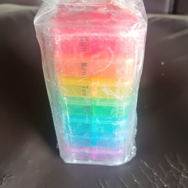 Weekly 7 Day Rainbow Color Pill Organizer Box