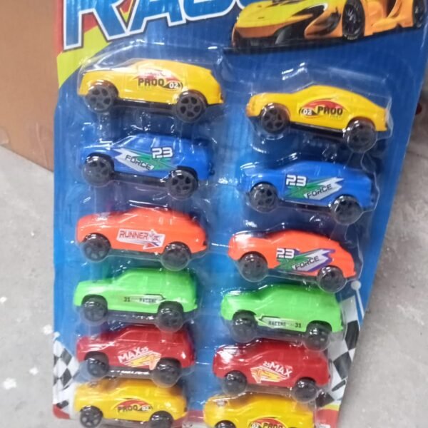 Super City Car Racer Pull-Push Vehicle Toy for Kids (Set of 12 Pcs / Multicolor)