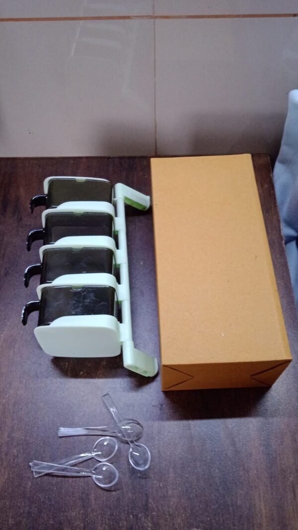 9824882d-3427-401b-8870-020ad28a2728.jpg Rotating Spice Jars Vertical Rotatable Seasoning Box 4 Section / Tier With 4 Spoon (1 Set)