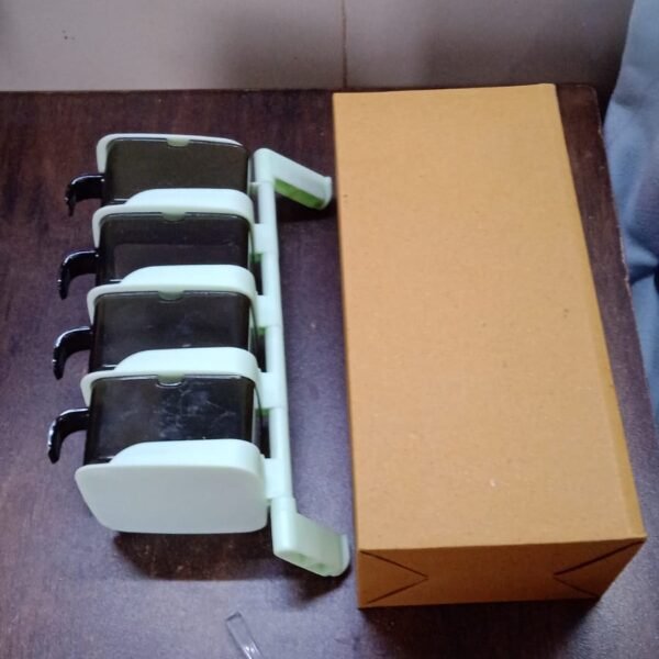 9824882d-3427-401b-8870-020ad28a2728.jpg Rotating Spice Jars Vertical Rotatable Seasoning Box 4 Section / Tier With 4 Spoon (1 Set)