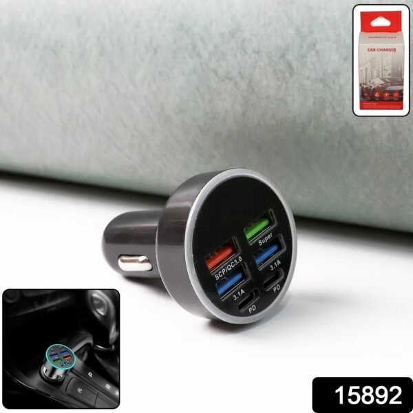 Multi-Port Fast Car Charger for 12V/24V Vehicles – 4-USB Smart Adapter