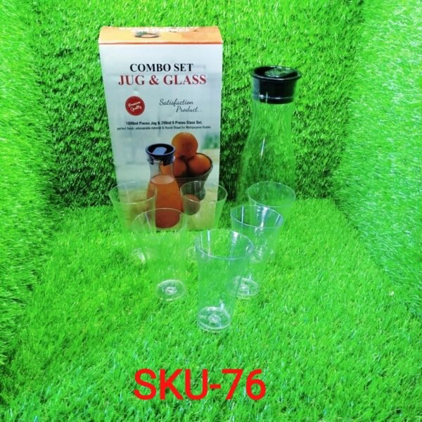 Transparent Unbreakable Water Juicy Jug and 6 Pcs. Glass Combo Set