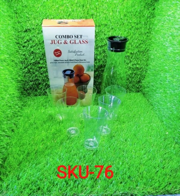 Transparent Unbreakable Water Juicy Jug and 6 Pcs. Glass Combo Set