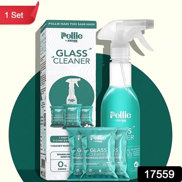 Pollic Kadam Concentrated Glass & Mirror Cleaner Refill Kit Reusable Spray Bottle
